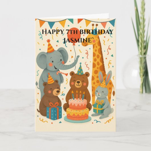 Carte Party Animals Celebrating a Birthday Custom (Devant)