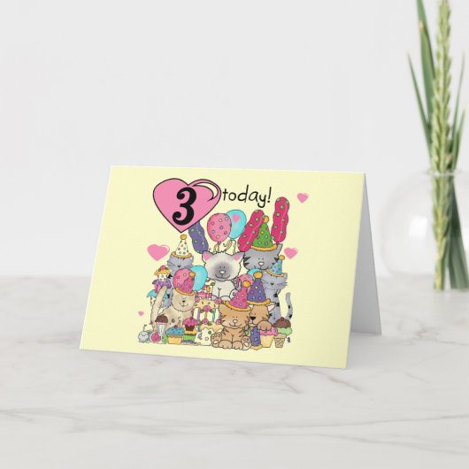 Carte Party Kittens 3e anniversaire Tshirts et cadeaux (Devant)