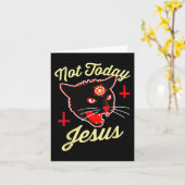 Carte Pas aujourd'hui Jésus Vive Satan Chat Croix de la  (Fleur jaune)