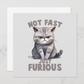 Carte Pas rapide, juste furieux - Humour de chat gris (Devant / Derrière)
