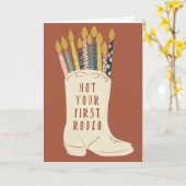 Carte Pas votre premier Rodeo Cowboy Boot Anniversaire (Fleur jaune)