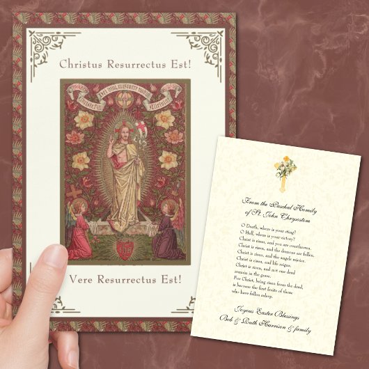 Carte Pascal latin bénédiction de Jésus résurrection