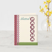 Carte Pascha personnalisée violette Chevron et bei (Fleur jaune)