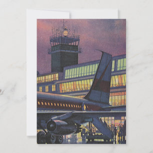 Carte Passagers d'affaires vintage dans un avion à l'aér