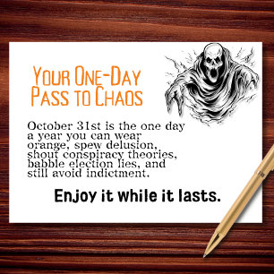 Carte Passe d'une journée à l'Halloween politique marran