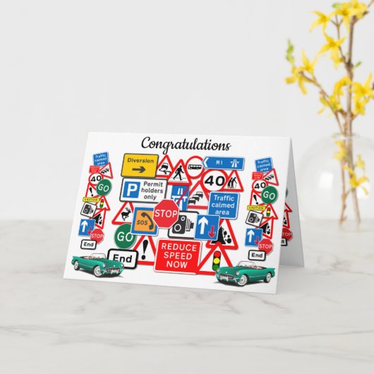 Carte Passé votre test de conduite ~ Félicitations! (Fleur jaune)