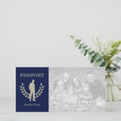 Carte passeport pour l'enterrement de vie de garçon (Debout devant)