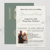 Carte Passeport RSVP - Sage & Beige | Rustique (Devant / Derrière)