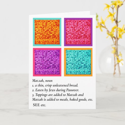 Carte Passover Funny Définir Matzah (Fleur jaune)