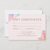 Carte Pastel Alcohol Ink Gift Certificate Card (Dos)