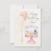 Carte Pastel Aquarelle Anniversaire avec Cupcakes (Devant)
