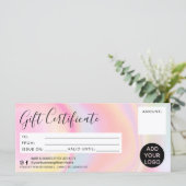 Carte Pastel arc-en-ciel marbre rose logo cadeau certifi (Debout devant)