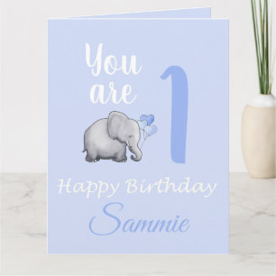 Carte Pastel Baby's Cute Elephant 1er Anniversaire Verse