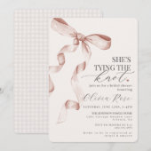 Carte Pastel Beige Coquette Bow Fête des mariées Invitat (Devant / Derrière)