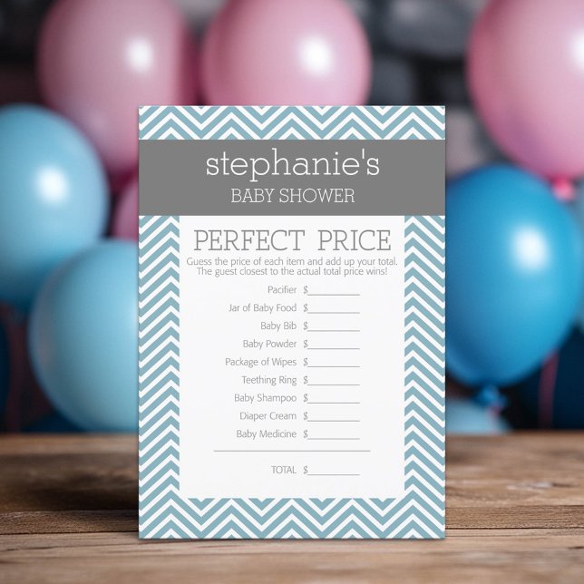 Carte Pastel Blue Baby shower Jeu - Prix Parfait (Custom Shower Game)