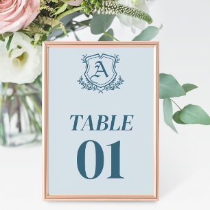 Carte Pastel Blue Leaf et Floral Mariage Table Car