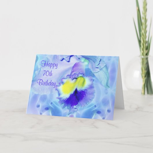 Carte Pastel Blue Orchid Joyeux 70e anniversaire voeux (Devant)