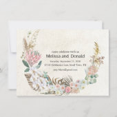 Carte Pastel Boho Neutre Floral Élégant Fiançailles (Dos)