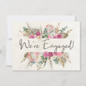 Carte Pastel Boho Neutre Floral Élégant Fiançailles (Devant)