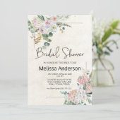 Carte Pastel Boho Neutre Floral Élégante Fête des mariée (Debout devant)