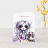 Carte Pastel Dachshund Manquante (Fleur jaune)