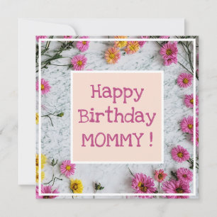 Carte Pastel Daisy Fleurs Marbré mignonne Joli Anniversa