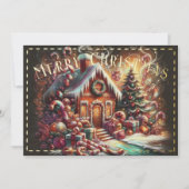 Carte Pastel Dessin Noël Maison en pain d'épices (Devant)