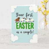 Carte Pastel Easter Sheep Couple Card (Fleur jaune)