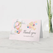 Carte Pastel Floral Hot Air Balloon Merci plié (Devant)