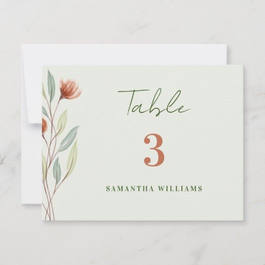 Carte Pastel Green-Escort aux fleurs d'aquarelle (Devant)