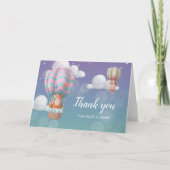 Carte Pastel Hot Air Balloon Animaux Merci (Devant)