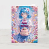 Carte Pastel Kawaii Girl Cake Celebration (Devant)
