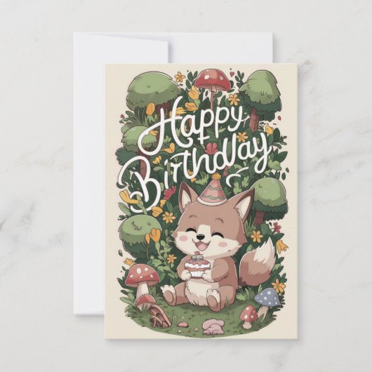 Carte Pastel Mystical Wolf Digital Anniversaire (Devant)