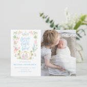 Carte Pastel Nativity Baby Announcement Photo Card (Debout devant)