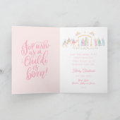 Carte Pastel Nativity Baby Jesus in a Manger (Intérieur)