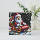 Carte Pastel Noël Fête Santa Claus Sleigh (Debout devant)