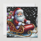 Carte Pastel Noël Fête Santa Claus Sleigh (Devant)