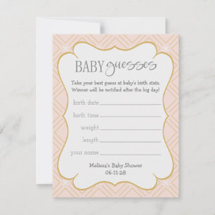 Carte Pastel Peach et Gold Geometry Baby Guesses