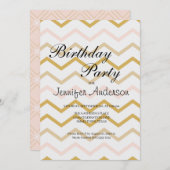 Carte Pastel Peach et Gold Zig Zag (Devant / Derrière)