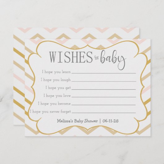 Carte Pastel Peach et Gold Zig Zag Wives for Baby (Devant / Derrière)