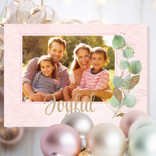 Carte Pastel Pink Airy Traditionnel Style Photo Famille