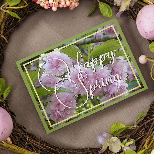 Carte Pastel Pink Happy Spring Stylish Floral Greeting C