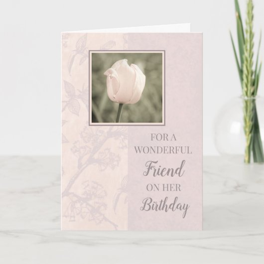 Carte Pastel Pink Tulips Ami Anniversaire (Devant)