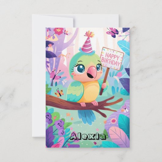 Carte Pastel Pretty Parrot Digital Anniversaire (Devant)