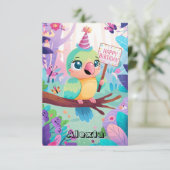 Carte Pastel Pretty Parrot Digital Anniversaire (Debout devant)
