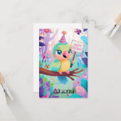 Carte Pastel Pretty Parrot Digital Anniversaire (Devant/Arrière en situation)