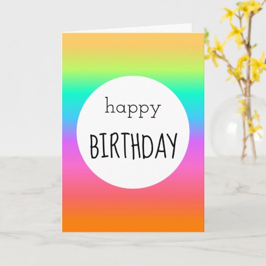 Carte Pastel Rainbow Gradient Joyeux anniversaire (Fleur jaune)