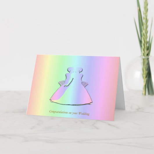 Carte Pastel Rainbow Lesbian Mariage Card (Devant)