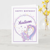 Carte Pastel Rainbow Unicorn | Joyeux anniversaire (Fleur jaune)