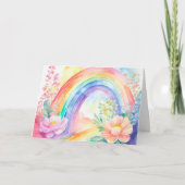 Carte Pastel Rainbow Watercolor Florale Note (Devant)